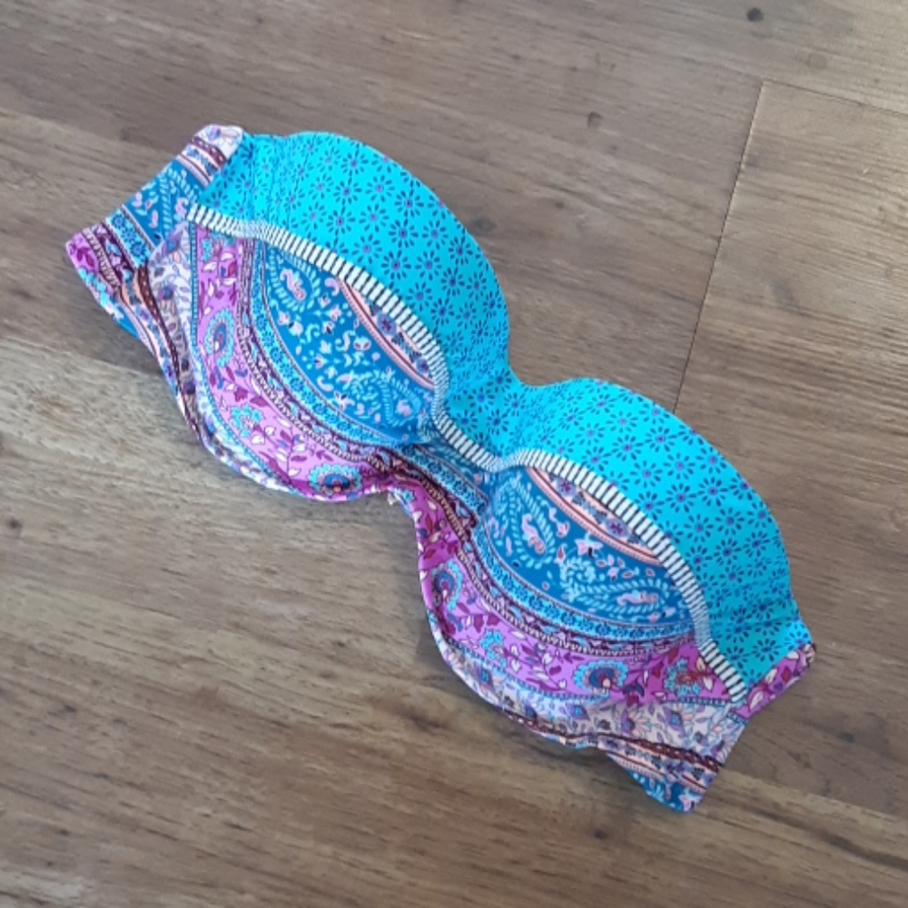 New strapless bikini top colorful 38B large blue